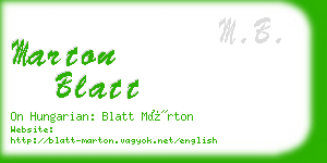 marton blatt business card